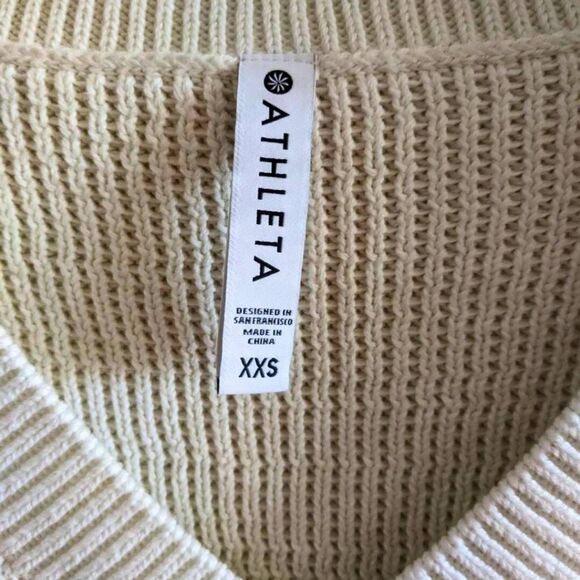 Athleta Pullover Sweater Women's Size XXS Dove White V-Neck Knit Minimalist Cozy - Picture 4 of 11